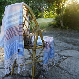 Fouta Sud en coton Bio - Wave - 100 x 200 cm