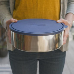 Grand bol en inox + couvercle - Navy - 3 litres