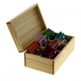 Coffret bois avec assortiment de tisanes - 60 infusettes