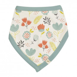 Bavoir bandana réversible - 0 à 12 mois - Flowers Turquoise