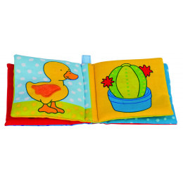 Livre en coton 9 x 9 avec klaxon et papier qui crépitte - à partir de 3 mois