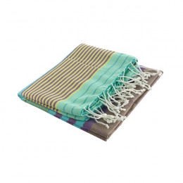Fouta Sud en coton Bio Aqua 100 x 200 cm